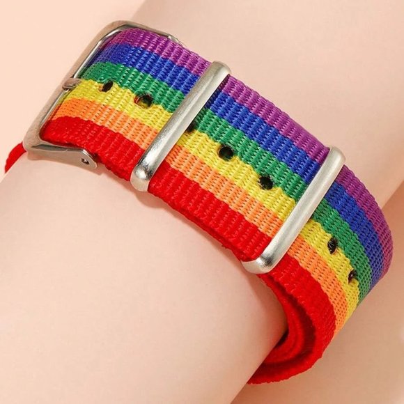 Amanda Lee Jewelry Jewelry - 🌈Rainbow Stripe Nylon Bracelet LGBTQ Belt Buckle Gay Pride